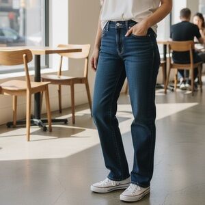 Eileen Fisher Dark Blue Straight Leg Jeans 16